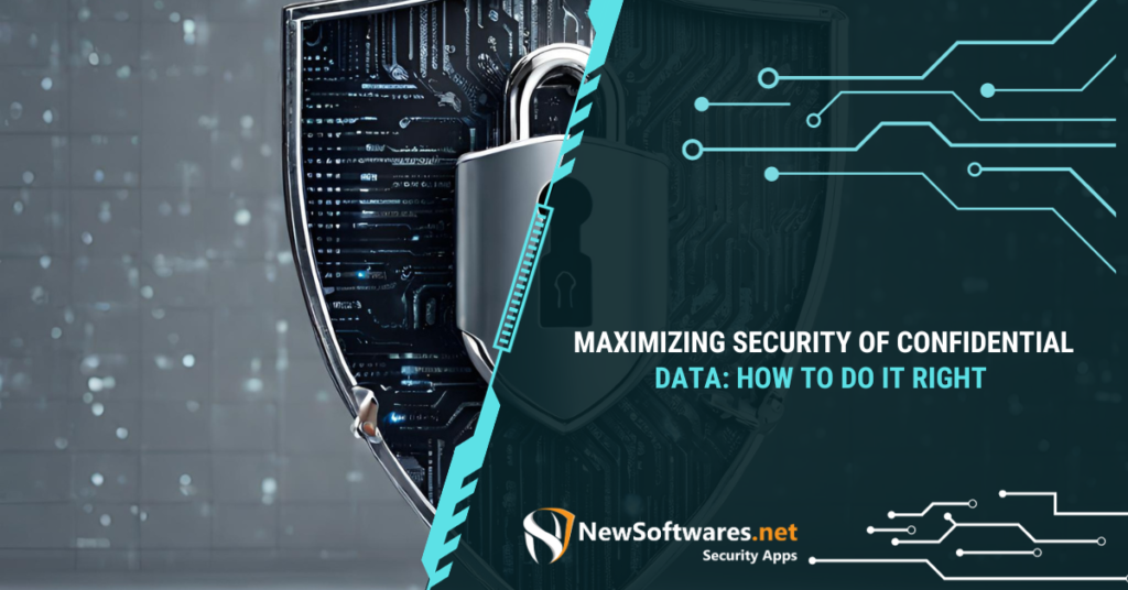 An image depicting the concept of maximizing security for confidential data, combining a locked safe, a digital lock, and a protective shield