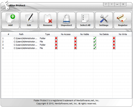 ntfs hide folders from users
