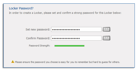 create locker password screen