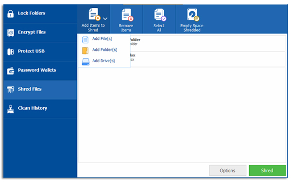 shred file folder drive