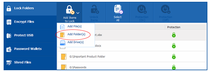 add folders locker