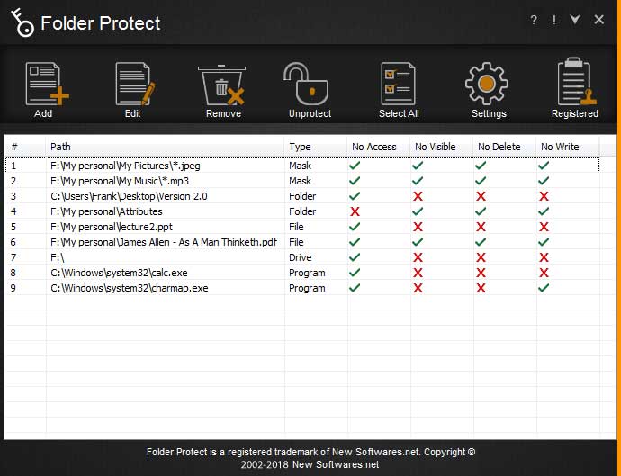 folder protect screen